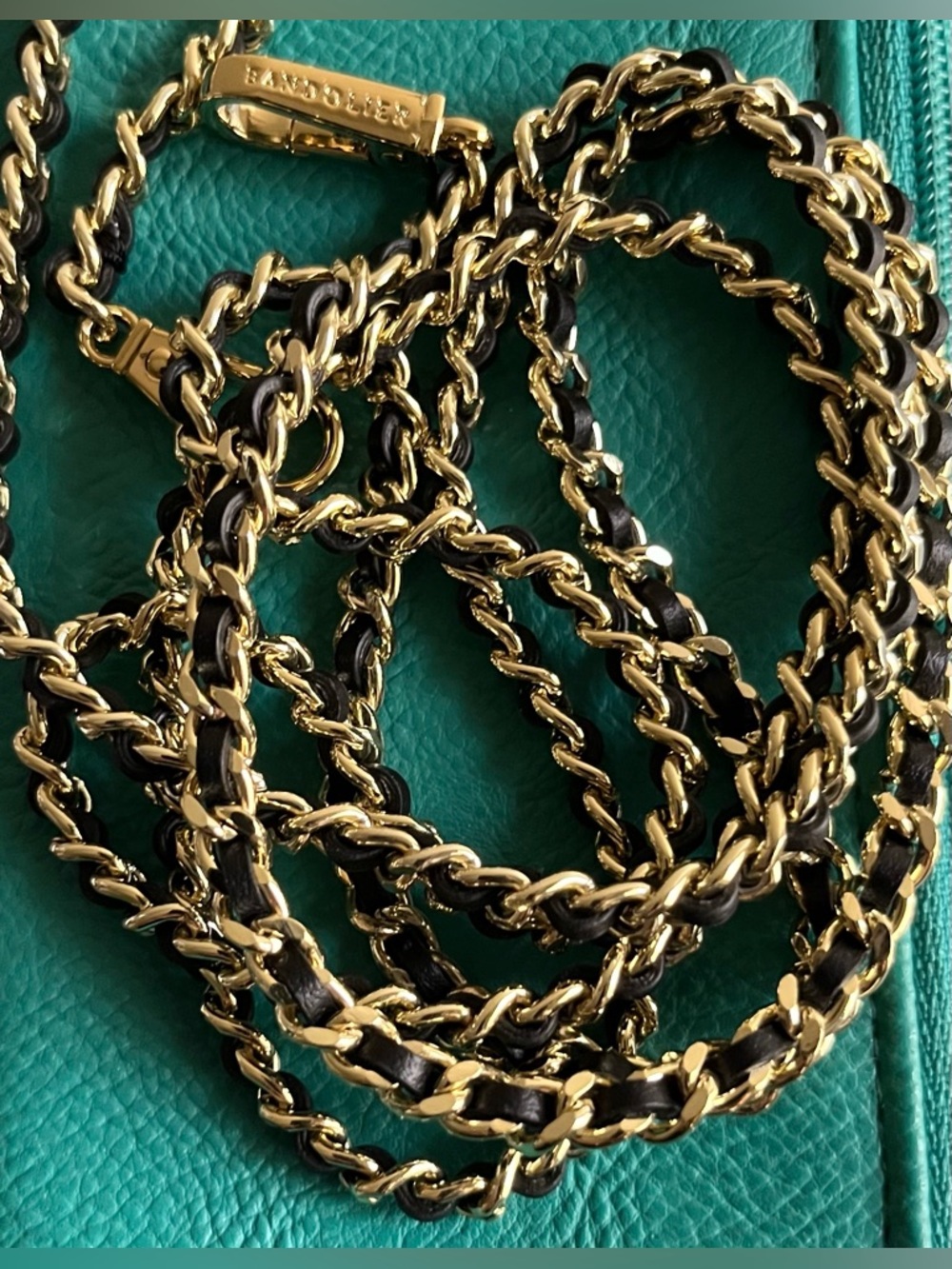 Beautiful bandolier crossbody chain & leather strap for phone